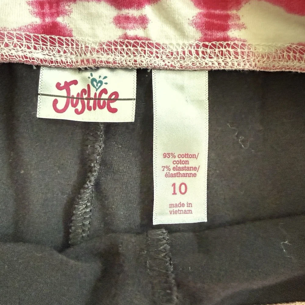 Justice Girls Shorts Size 10 Lot Of 2 Athletic Pink Black Foldover Tie Dye